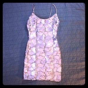 Silver Sequins Cocktail Dress